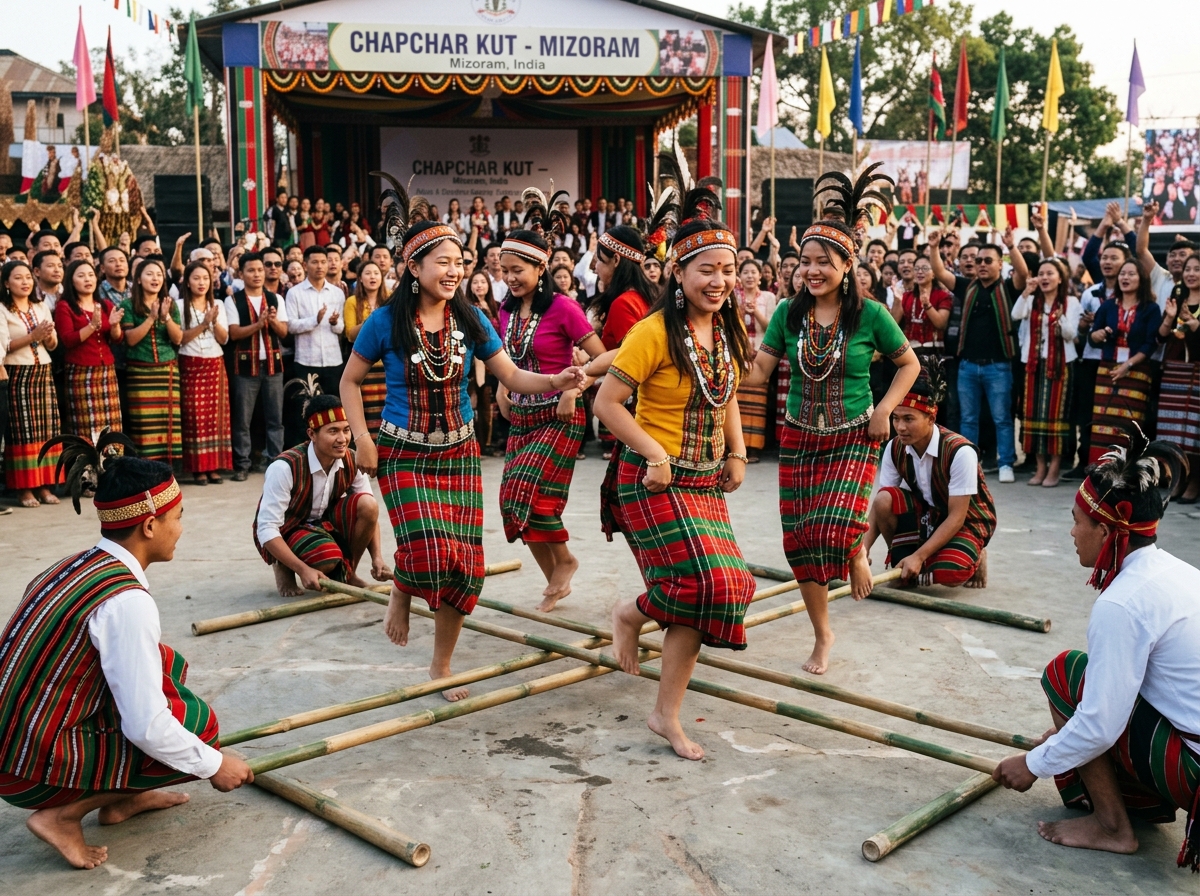 Mizo Cheraw Bamboo Dance Cultural Performance Mizoram